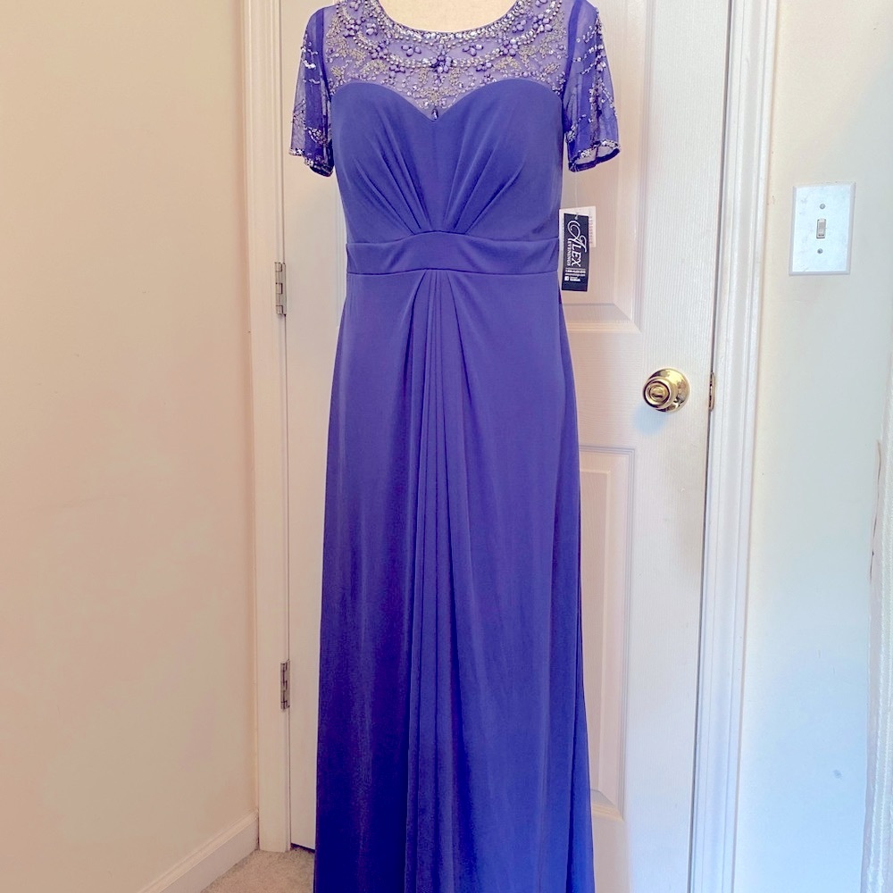 Alex Evenings Purple Beaded Maxi Gown Dress Size 8